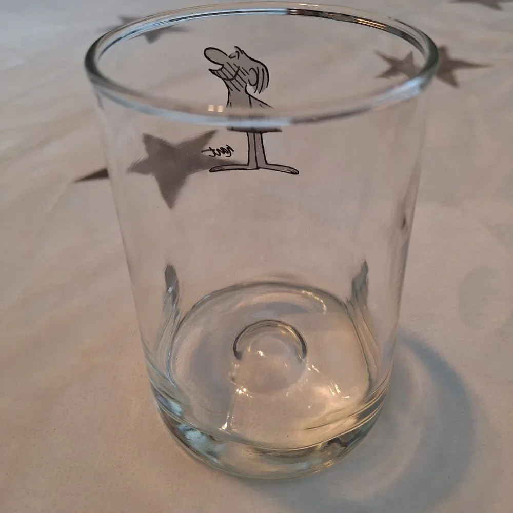 Vintage Barware B.C. Comic‎ Johnny Hart Caveman Pinched Glass Tumbler Drinkware